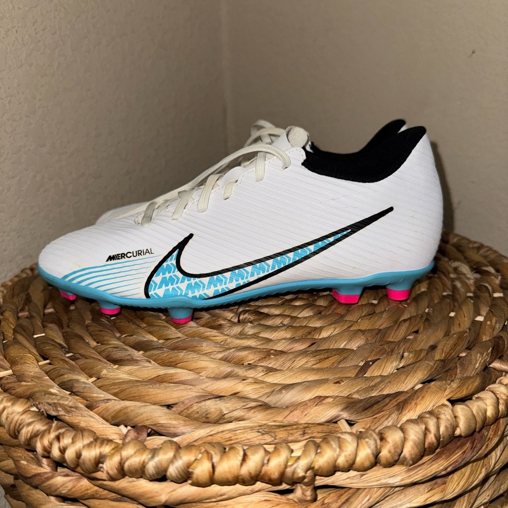 Nike Kids Mercurial Soccer Cleats - White and Blue